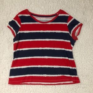 Red white and blue stripped tee shirt 🇺🇸